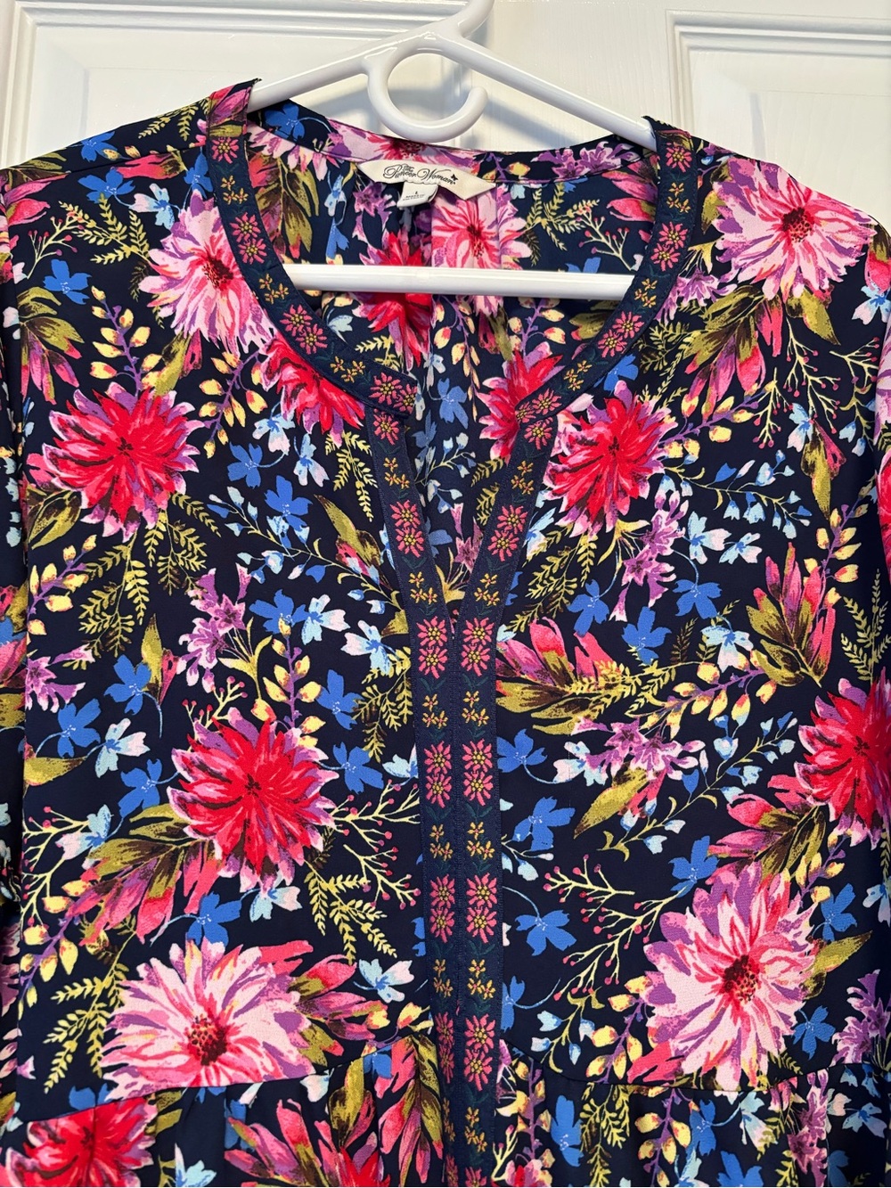 The Pioneer Woman Navy Tunic with Pink & Red Floral Print - Picture 8 of 8